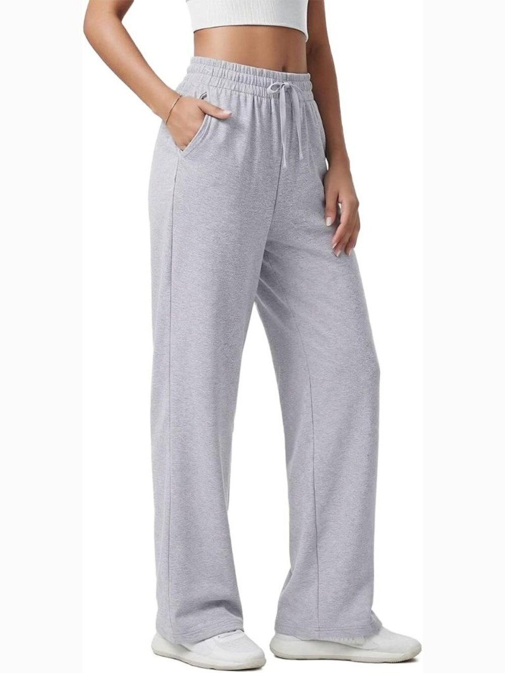 Straight Leg Loose Fit Cotton Sweatpants with Pockets